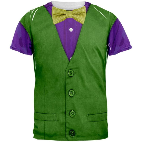 Mardi Gras Green and Purple Vest Costume All Over Adult T-Shirt - Large
