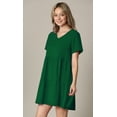 thumbnail image 2 of MBJ WDR2354 Women Short Sleeve Tunic Dress V Neck Casual Loose Flowy Swing Shift Dresses XXL GREEN, 2 of 6