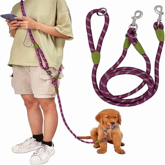 GASTROPOD Hands Free Dog Leash Crossbody Dog Running Leash Handsfree Pet Rope for Hiking Training Heavy Duty Reflective Pet Walking Belt Hands Free Dog Leash(Purple)