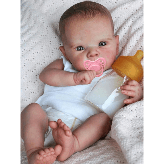 20 Inch Reborn Baby Doll Girl Full Body Vinyl Lifelike Realistic Doll Hand Painted Hair Soft Touch Waterproof Bath Doll Gift for Kids Age 3