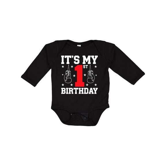 Inktastic It's My 1st Birthday Boxing Gloves Boys or Girls Long Sleeve Baby Bodysuit