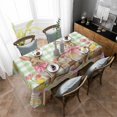 thumbnail image 4 of Easter Bunny Eggs Rectangle Tablecloth, Spring Tulips Country Rabbits Green Checkered Waterproof & StainResistant Tablecloth, Washable Oil-proof Table Cover for Dining/Party/Wedding/Buffet 60x84 In, 4 of 9