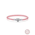 thumbnail image 2 of 1Pc Elegant 16-22CM Real 925 Sterling Silver Two-Sided Love Heart Bead Multiple Color Single Loop Leather Rope Bracelet For Women Anniversary Gift Fin, 2 of 4