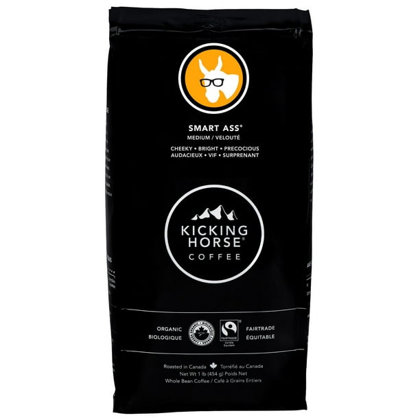 Café á grains entiers à torréfacation veloutée Smart AssMD biologique Coffee de Kicking HorseMD 454 g - Café En Grains