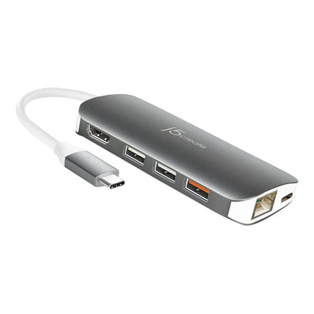 UPC: 0847626002403 | j5create USB Type-C Adapter USB 3.0 Hub with HDMI  Gigabit Ethernet and SD & microSD  JCD383