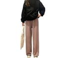 thumbnail image 3 of Qarigey Pantalones Mujer Pantalón Largo Pierna Ancha Pantalón Casual Mujer Cintura Alta Prendas para la parte inferior del cuerpo Rosado SG, 3 of 8