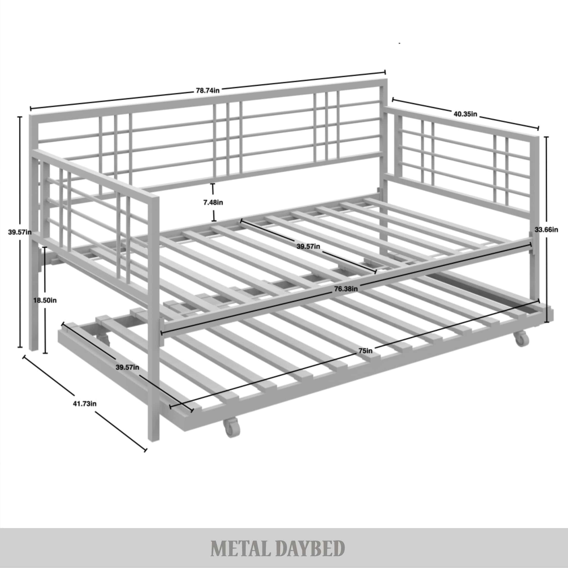 Castle Place Elegance Metal Twin Daybed with Trundle, Brown