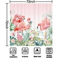 thumbnail image 3 of 72" x 72" Summer Flamingo Shower Curtain Tropical Watercolor Floral Leaves Bathroom Set Pink Flamingo Home Bath Bathtub Decor Durable Fabric Machine Washable with 12 Hooks, 3 of 5