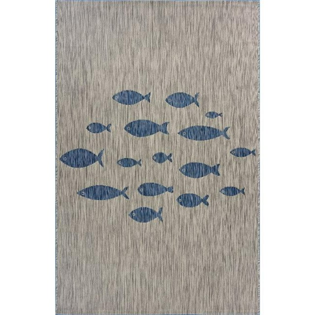LR Resources CATAL81505GNY1A30 Aquatic Indoor & Outdoor Accent Rectangle Area Rug
