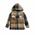 thumbnail image 2 of Tdoqot Toddler Girls Boys with Hood Long Sleeve Jackets Fall Winter Clothes Button Down Plaid Casual Coats Khaki Size 4-5T, 2 of 9