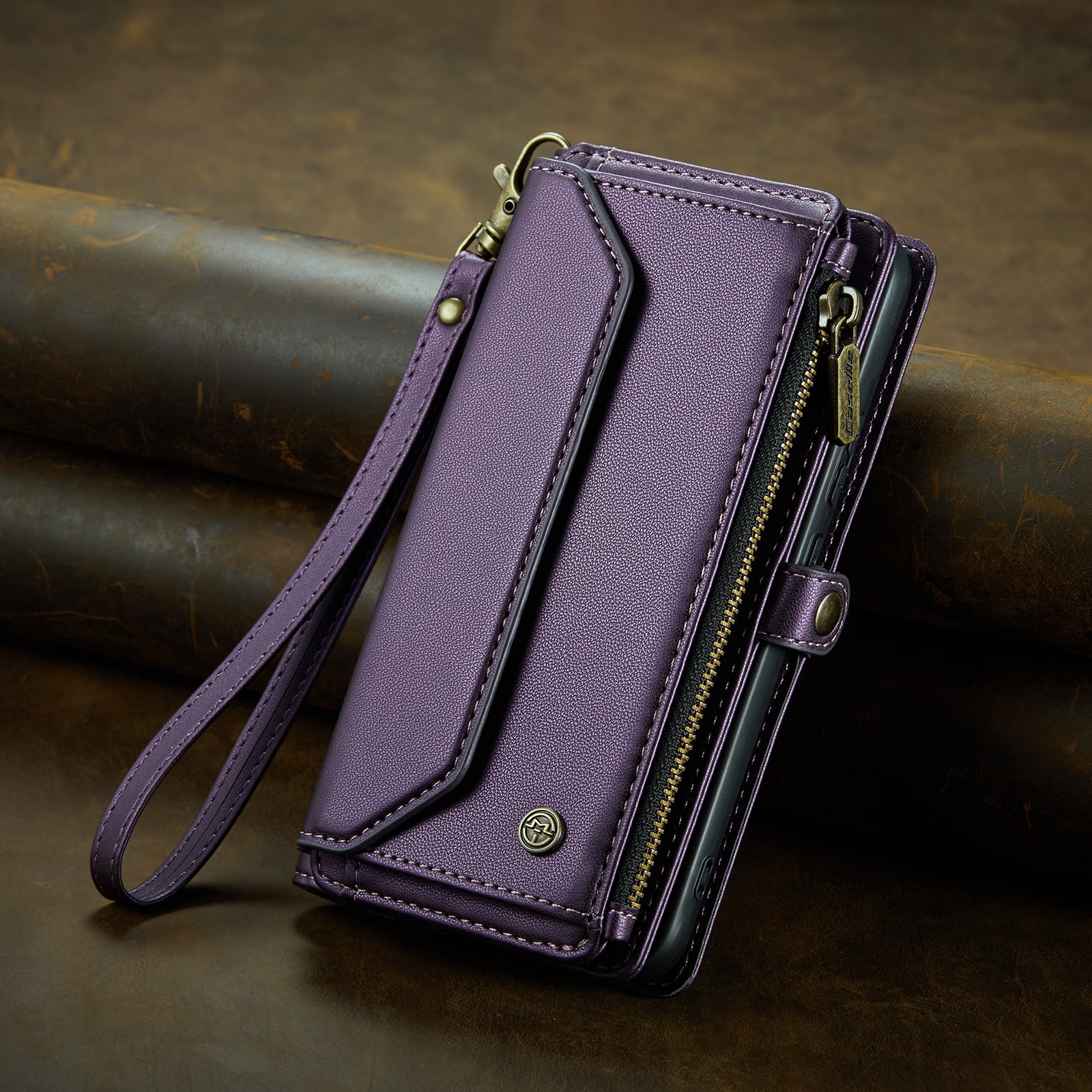 TECH CIRCLE Wallet Phone Case for Samsung Galaxy S24 (6.2") 2024 - Stylish Crossbody Phone Case with Shoulder/Wrist Straps, Lightweight PU Leather Cover with Card Slots & Pocket, Purple