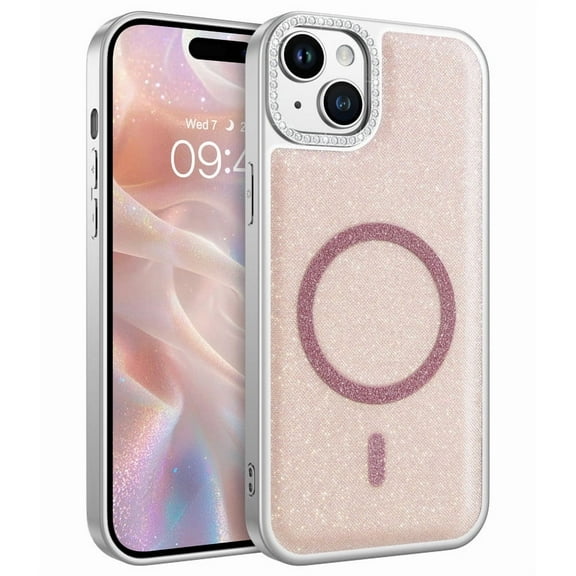 GAOBAO Designed for iPhone 15 Plus Case, Magnetic Drop Resistant Glitter Full Camera Protection for iPhone 15 Plus 6.7”, Pink