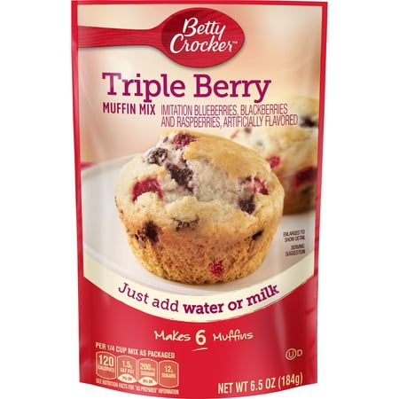 (3 Pack) Betty Crocker Triple Berry Muffin Mix, 6.5 oz (Best Blueberry Muffins With Frozen Blueberries)