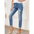 thumbnail image 3 of Asyoly Womens Vintage Washed Denim Pants Distressed Ripped Hole Jeans, 3 of 7