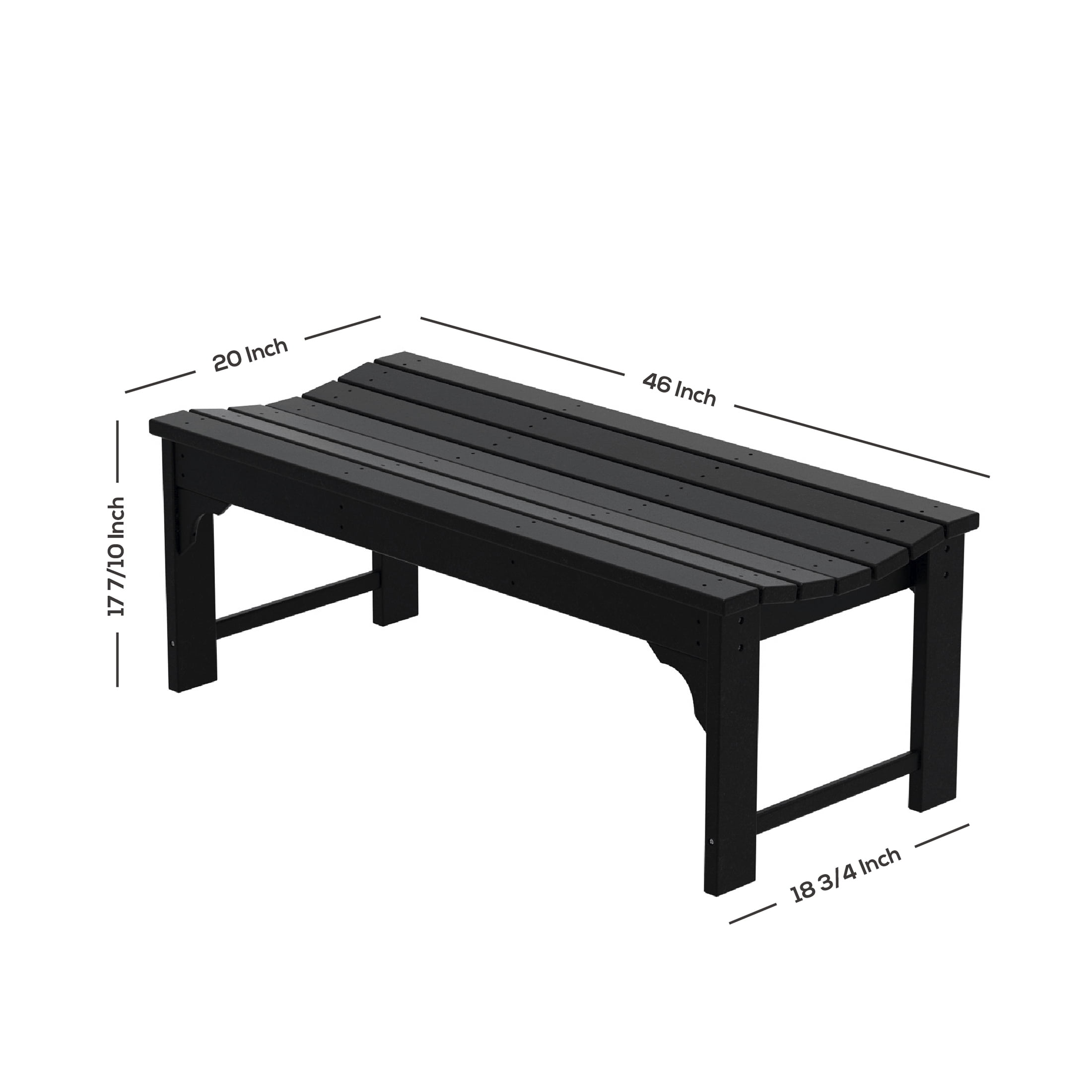 GARDEN Plastic Adirondack Backless Outdoor Bench for Patio Entryway, Dark Green