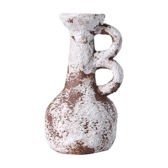 Vintage Ceramic Vase with Handle Irregular Flower Jar for Living Room Decor