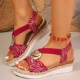 thumbnail image 5 of HomeDM Women's Wedge Sandals Espadrilles Platform Open Toe Ankle Strap Comfort Wedges Heels Summer Beach Shoes, Red Size 6, 5 of 9