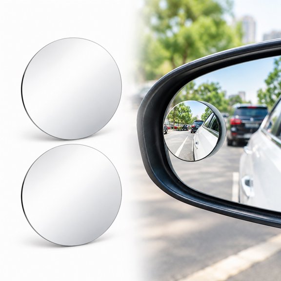 2 Pcs Car Blind Spot Mirror Round Glass 360 Rotating Frameless