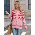 thumbnail image 4 of Cogild Cardigan Sweaters for Women Heart Pattern Knit, Crew Neck Long Sleeve, 4 of 9