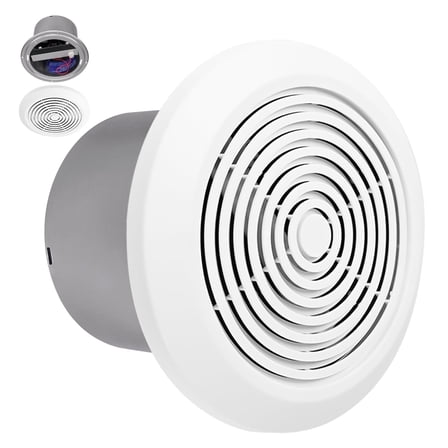 Bathroom Exhaust Fan, V2262-50 Ceiling Exhaust Fan 7" 50 CFM Bathroom Ceiling Fan, for 8 inch Diameter Rough-in Opening,Compatible Ducting Accessories - P7.19 Series Hard Duct or VC0292 Flex Duct
