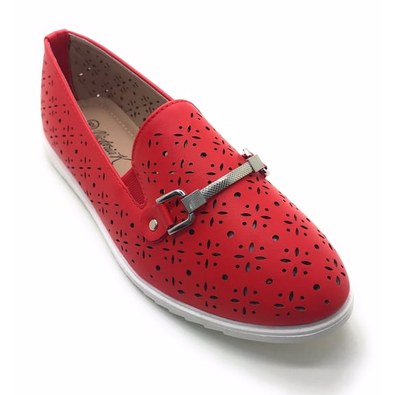 Victoria K Laser Cut Detail With Buckle Slip Ons (Women)