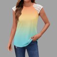 thumbnail image 2 of AherBiu Tank Tops for Women Crew Neck Lace Shoulder Gradient Color Sleeveless Summer Comfy Fitting Shirts, 2 of 5