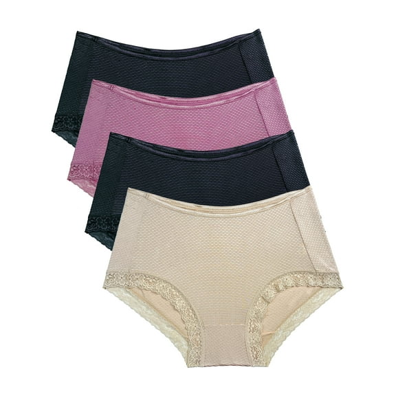 B2BODY Women's Breathable Lace Bikini Panties Small to Plus Sizes Multi-Pack