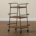 thumbnail image 5 of Baxton Studio Bernard Rustic Industrial Black Metal and Walnut Finished Wood 3-Tier Small Mobile Wine Bar Cart,Wholesale, 5 of 19