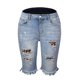 thumbnail image 1 of Pantalones cortos de verano de talle medio para mujer, pantalones cortos desgastados con cremallera y botones elásticos informales a la moda con bolsillos, 1 of 5