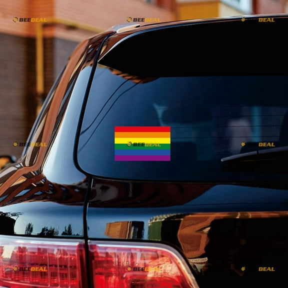 2X Reflective 4" Rainbow Gay Pride Movement Flag Decal Vinyl Sticker Car Laptop Window