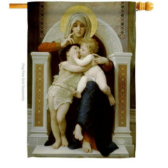 Ornament Collection H190079-BO Madonna with Child & John the Baptist Religious Faith 28 x 40 in. Double-Sided Decorative Vertical House Flags for Decoration Banner Garden Yard Gift