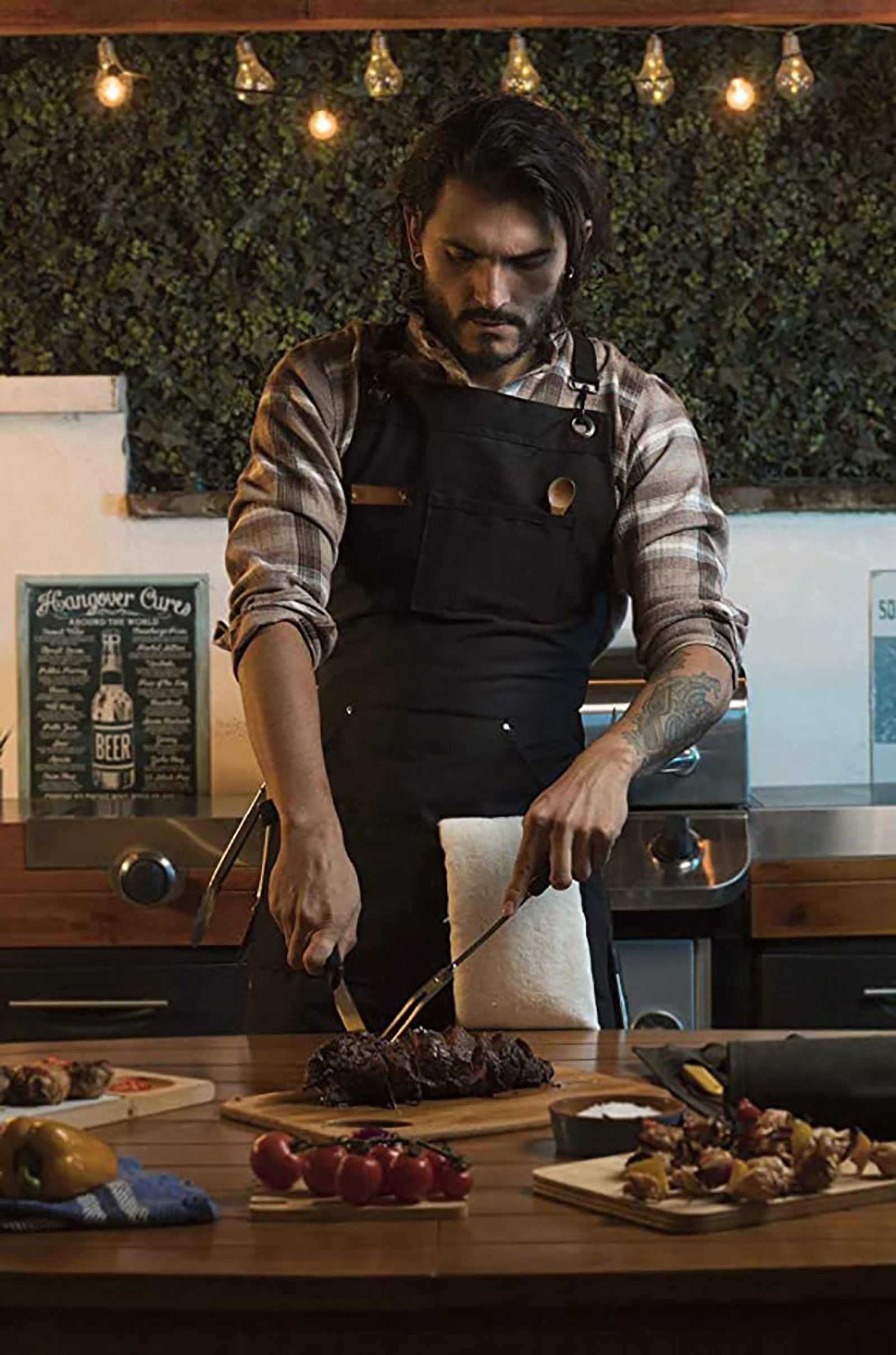 Chef, BBQ and Work Apron with Bottle Opener and Hand Towel - Durable  Cotton Canvas, Brass Hardware and Cross Back Straps - For Men, Women, Grilling, and Cooking