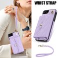 thumbnail image 2 of Allytechgroup for iPhone 8 Plus/7 Plus Wallet Case with 5 Cards Holders, Detachable Hand Strap & Shoulder Lanyard RFID Blocking Shockproof Protective Phone Case for Girls Women, Violet, 2 of 8