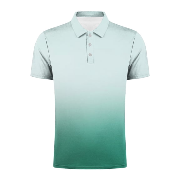 Yyeselk Golf Shirts for Men Short Sleeve Button Gradient Print Moisture Wicking Shirt Fashion Lapel Summer Athletic Tennis T Shirts Mint Green XXL