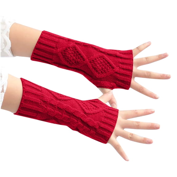 Knitted Arm Warmers Gloves Winter Long Fingerless Gloves Thumb Hole Gloves Mittens for Women and Men