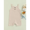 thumbnail image 2 of Baby Boy Girl Romper Solid Color Square Neck Sleeveless Jumpsuit, 2 of 8