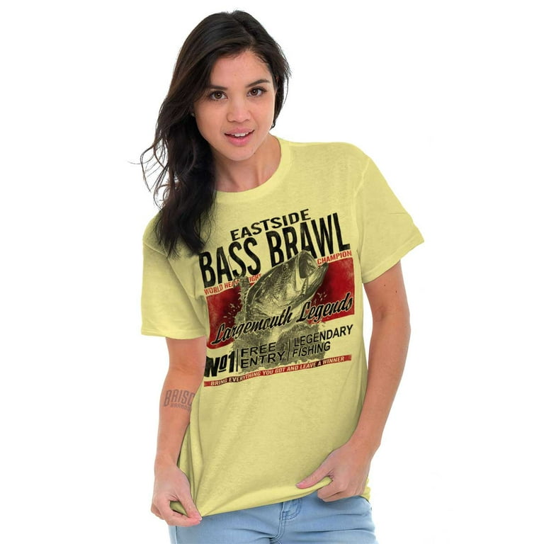 Bass Brawl Fishing Funny Fisherman Men's Graphic T Shirt Tees Brisco Brands  L 