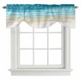 thumbnail image 2 of Teal Beige Gradient Beach Tie Up Valances Curtain, Adjustable Kitchen Abstracts Seaside Ocean Wave Coastal Valances for Windows Decor, Rod Pocket Short Curtains Set for Bedroom/Bathroom, 60"x18", 2 of 9