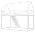 thumbnail image 6 of Bellemave Twin over Twin Size Bunk Bed with Slide Metal House Bunk Bed Frame with Ladder and Guardrails Versatile Twin Bunk Bed Loft Bed, White, 6 of 8