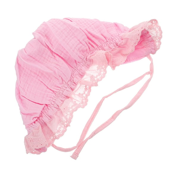 KONTONTY Pink Cotton Bonnet Hat for Toddlers and Newborns Sun Protection