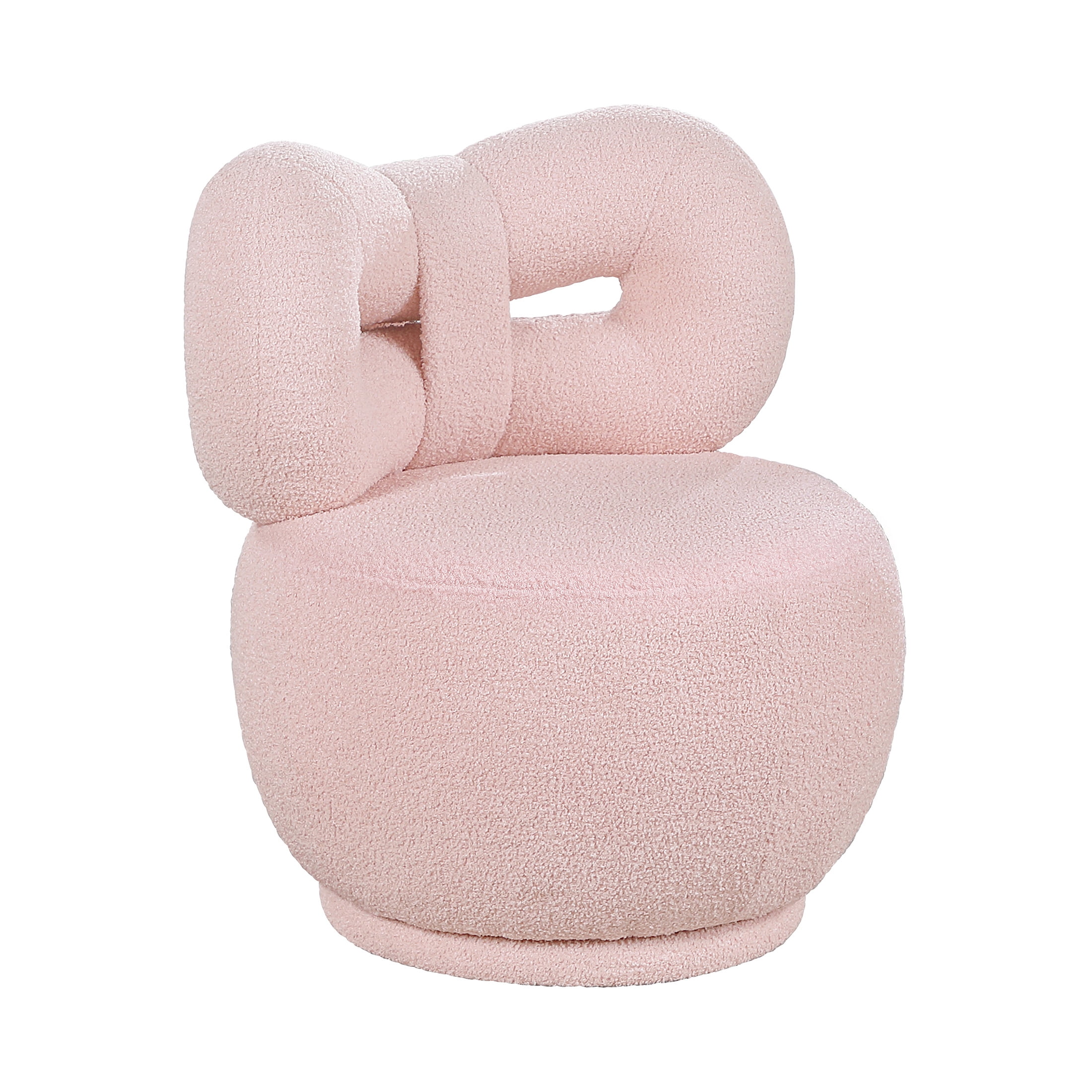 OakvillePark Wooda Modern Bow Shaped Boucle Kid's Swivel Chair, Pink