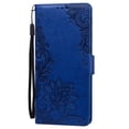 thumbnail image 3 of Allytech Galaxy S21 FE Protective Case, Embossed Flower Premium PU Leather Drop Protection Folio Flip Stand Wrist Land Magnetic Wallet Cover Case for Samsung Galaxy S21 FE 5G 6.4" Phone, Darkblue, 3 of 9
