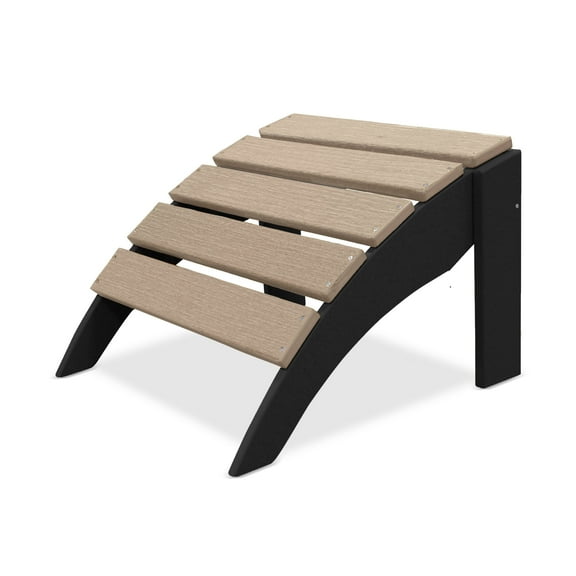 DuroGreen Boca Raton Ottoman - Black with Weathered Wood