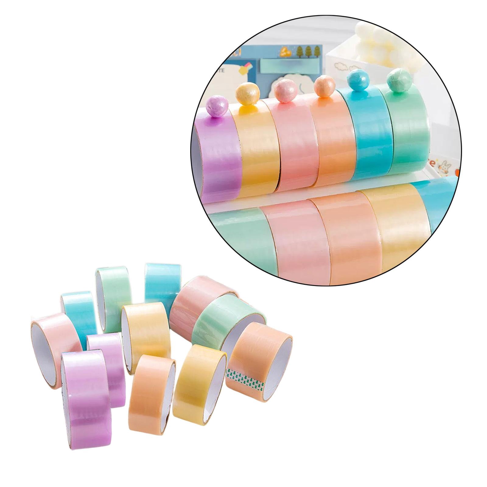 FVDPWYE 12 Pieces Colorful Sticky Ball Rolling Tapes, DIY Colored Sticky Tape Decorative 2.4cm and 3.6cm
