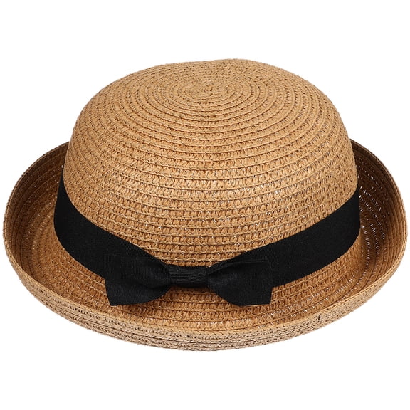 Luxshiny Women’s Wide Brim Straw Hat, Lightweight Sun , Travel Beach Hat, Coffee Color, Straw Blend Material