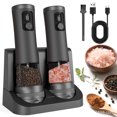 thumbnail image 3 of Rechargeable Electric Salt and Pepper Grinder Set with Charging Base, Automatic Spice Mill with 5 Coarseness Levels & LED Display, 3 of 5