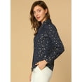 thumbnail image 4 of DARING DIVA Stand Collar Metallic Dots Stars Blouse Top 3XL Dark Blue, 4 of 6