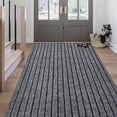 thumbnail image 1 of Morefany Outdoor Indoor Runner Rug Custom Size Rugs Non-Slip Hallway Carpet Runners with Rubber Backing Mat for Kitchen Entryway Garage Laundry 2ft x 8ft, Grey Striped, 1 of 7