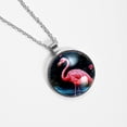 thumbnail image 4 of Flamingo Glass Circular Pendant Necklace - Women's Fashion Necklace, 4 of 5
