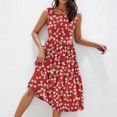 thumbnail image 6 of JTZGDY Women's Summer Tank Midi Dress with Pockets Loose Fit Casual Sleeveless A-Line Dress Crew Neck Floral T-Shirt Dress Flowy Beach Sundress Red M, 6 of 10